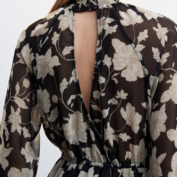 Mango MNG Floral Long Sleeve Mini Dress - Picture 4 of 13